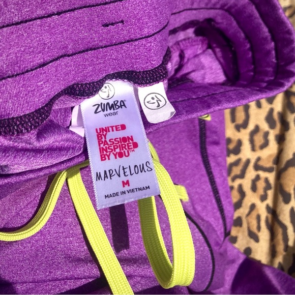 ZumbaWear Marvelous purple lime drawstring stretch nylon polyester harem pant M - Picture 3 of 11